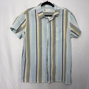 Aeropostale Cotton/Hemp Blend Mens M Blue White Yellow Striped Short Sleeve NWT